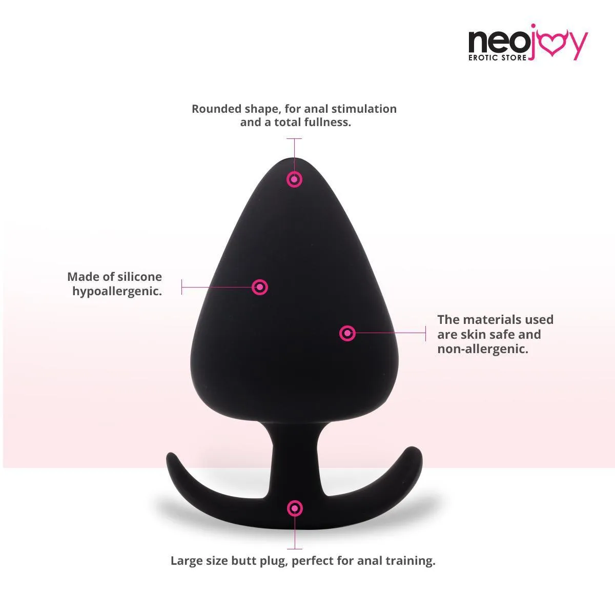 Neojoy Slim Beginner Range Anal Silicon Plug Black - Extra Large 4.3 inch - 11 cm