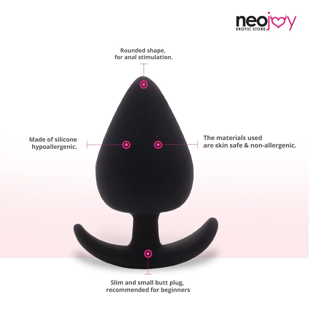 Neojoy Slim Beginner Silicone Anal Plug - Black
