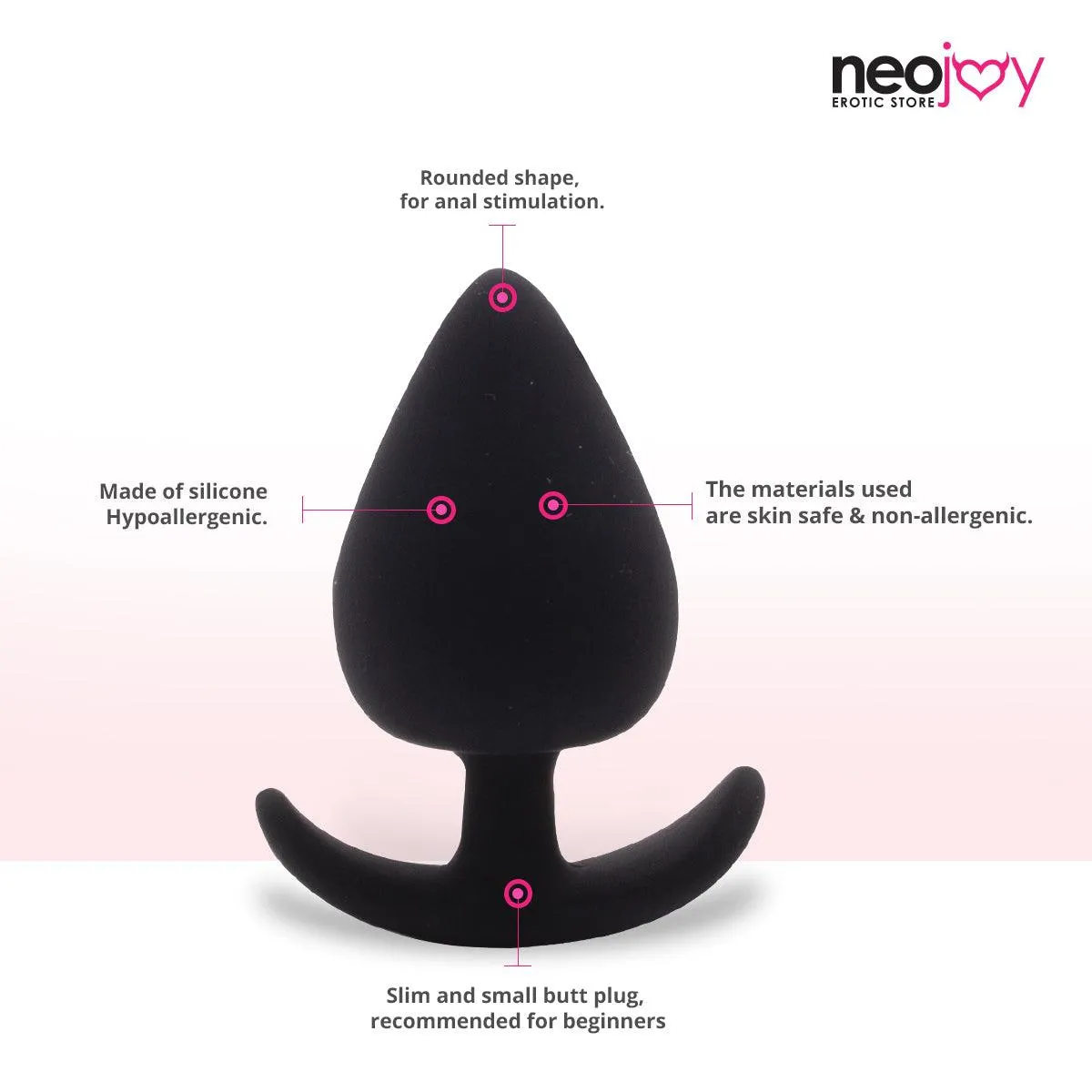 Neojoy Slim Beginner Silicone Anal Plug - Black
