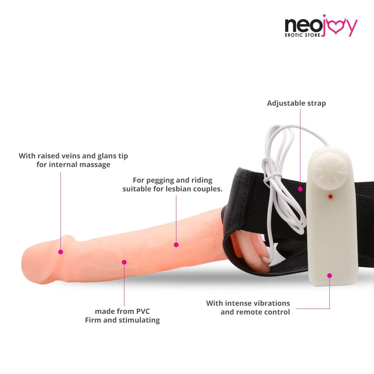 Neojoy - Slim Harness - Strap-On Dildo Harness Remote - Vibrating Dildo - 16cm - 6.3 inch