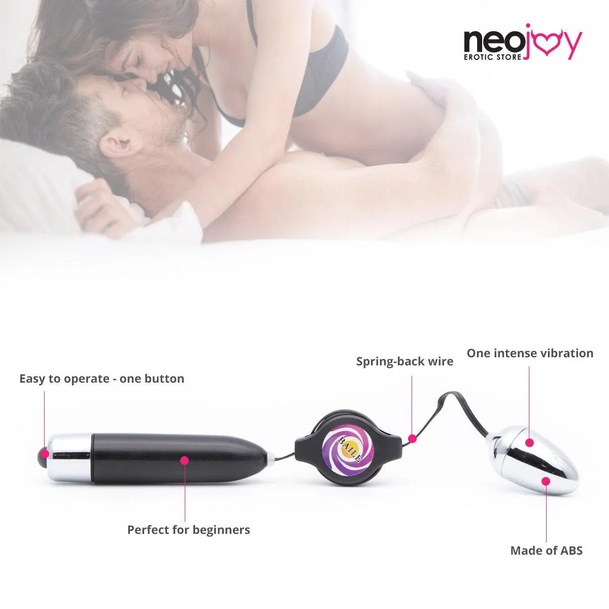 Neojoy Small Bullet - Remote Controlled Bullet Vibrator - Clitoral Anal Vaginal Stimulation - Spring-back Wire Adult Sex Toy