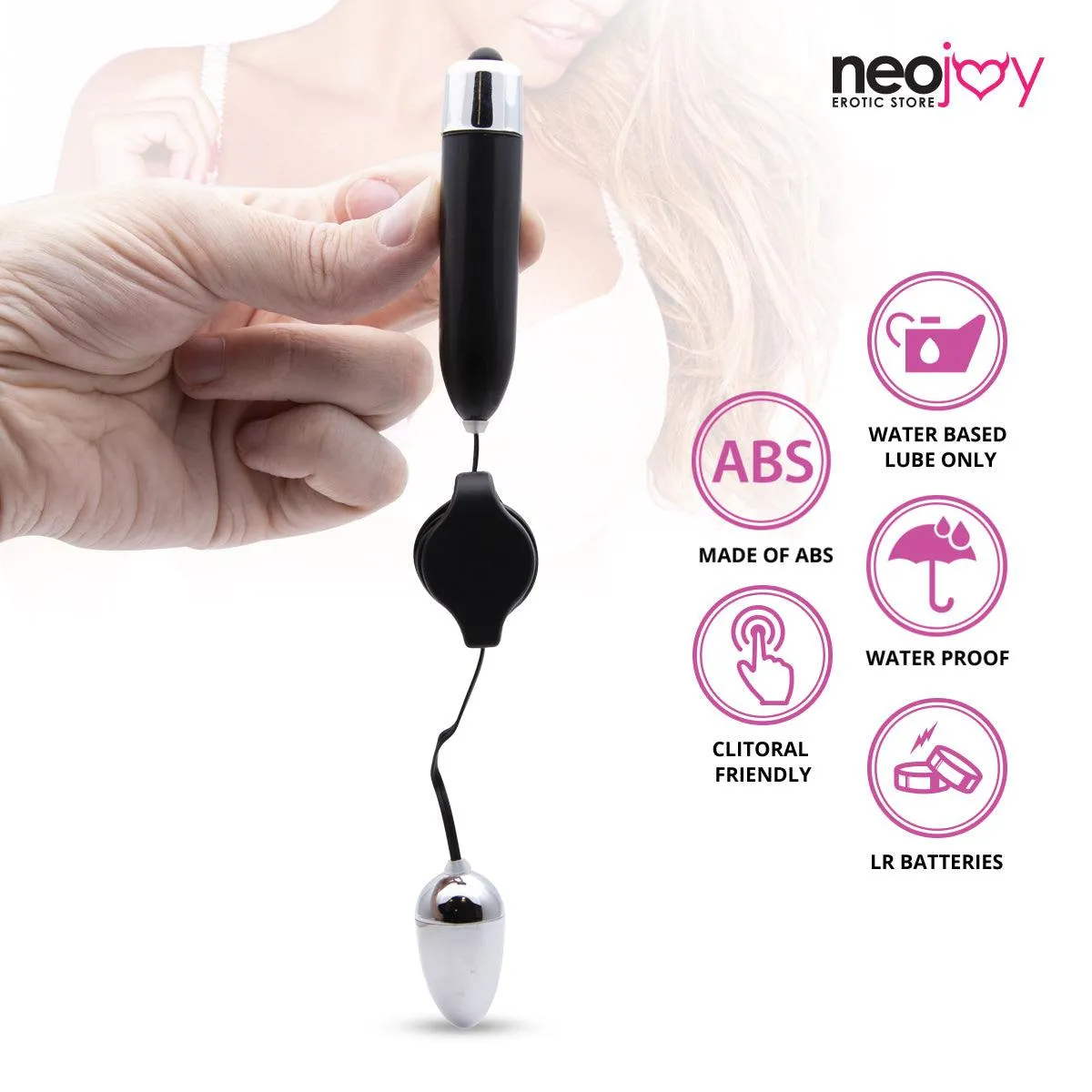 Neojoy Small Bullet - Remote Controlled Bullet Vibrator - Clitoral Anal Vaginal Stimulation - Spring-back Wire Adult Sex Toy