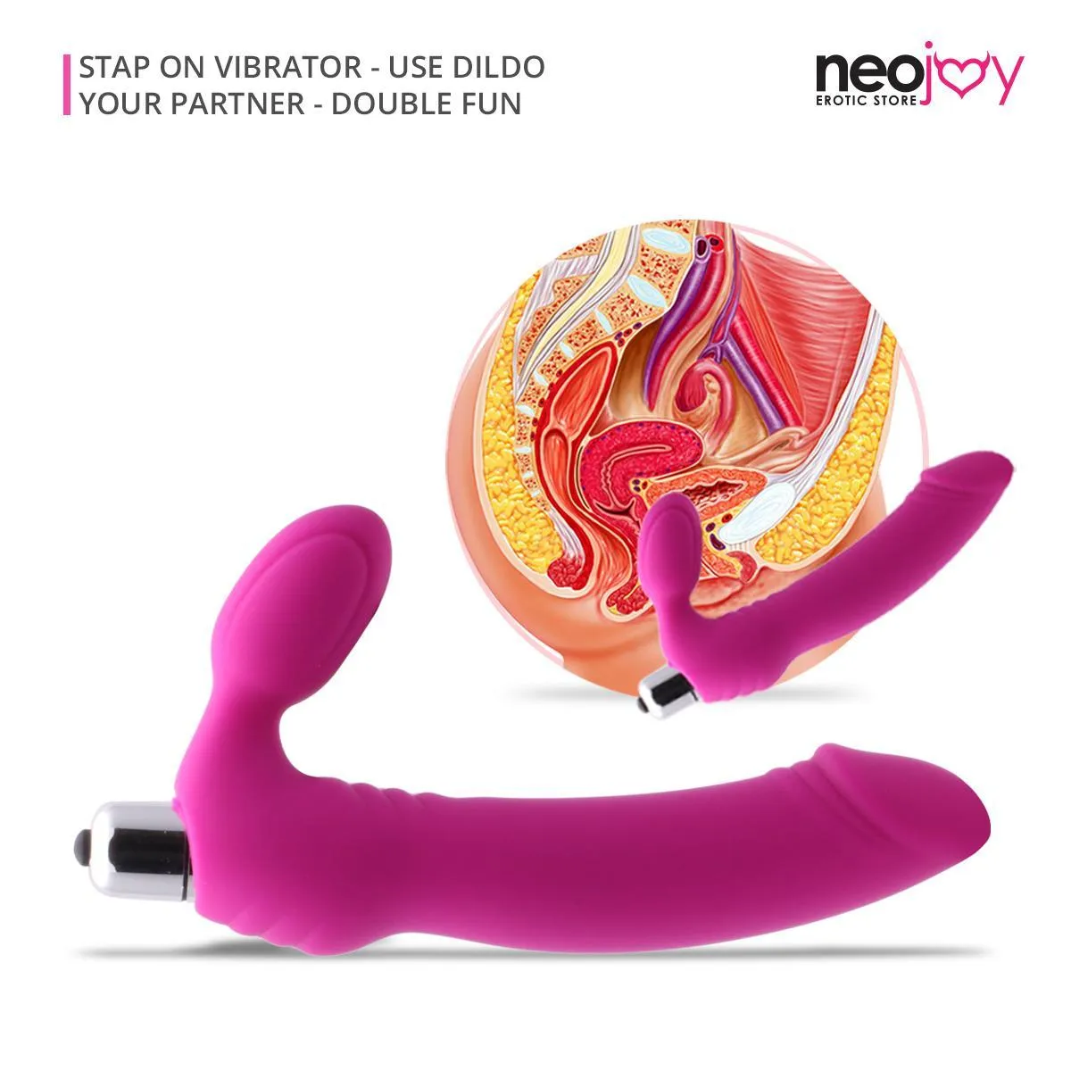 Neojoy Strapless Vibrating Dildo Silicone For Solo and Couple - Pink 6.88 inch- 17cm