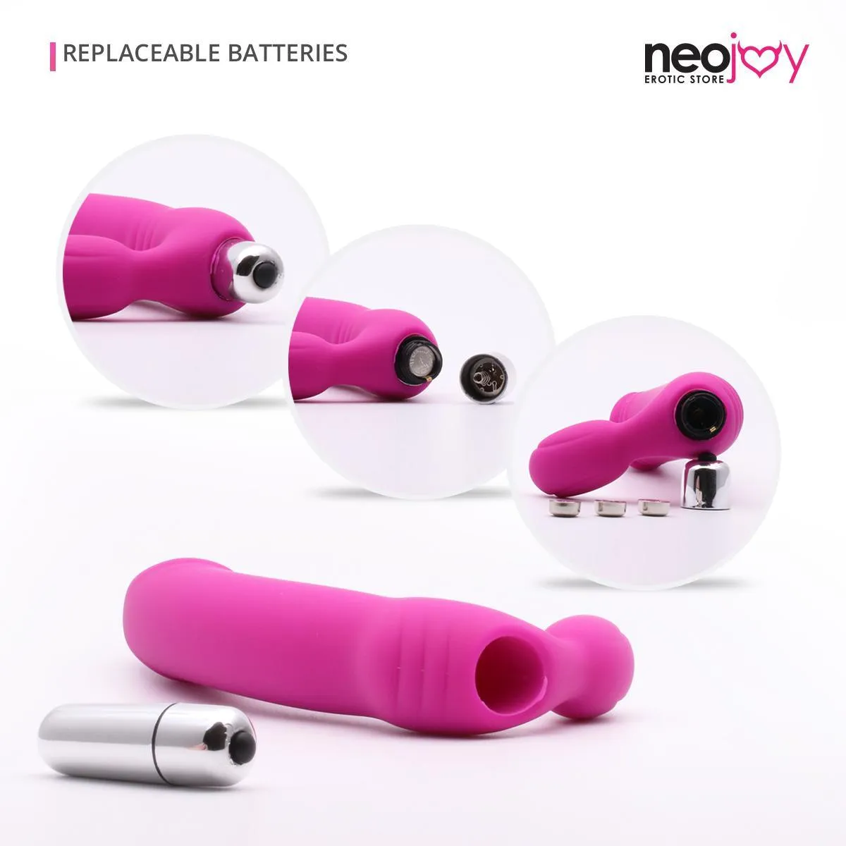 Neojoy Strapless Vibrating Dildo Silicone For Solo and Couple - Pink 6.88 inch- 17cm