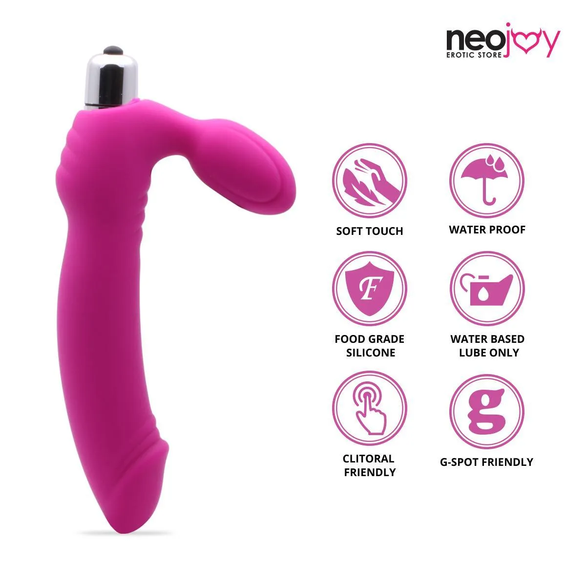 Neojoy Strapless Vibrating Dildo Silicone For Solo and Couple - Pink 6.88 inch- 17cm