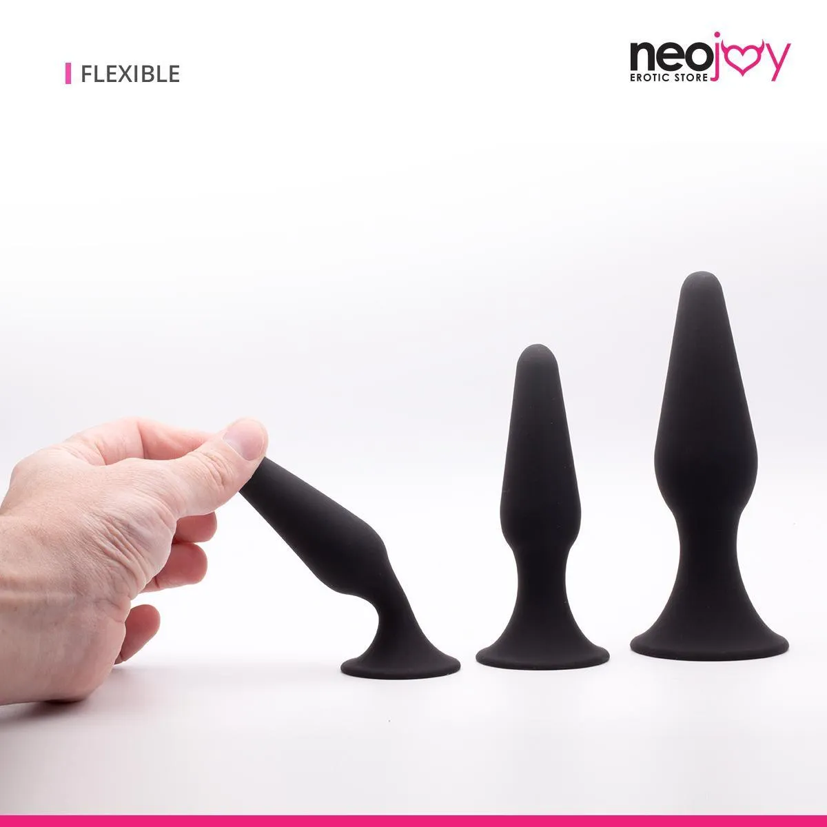 Neojoy Triple Butt plug Set Silicone Black - 3 Sizes