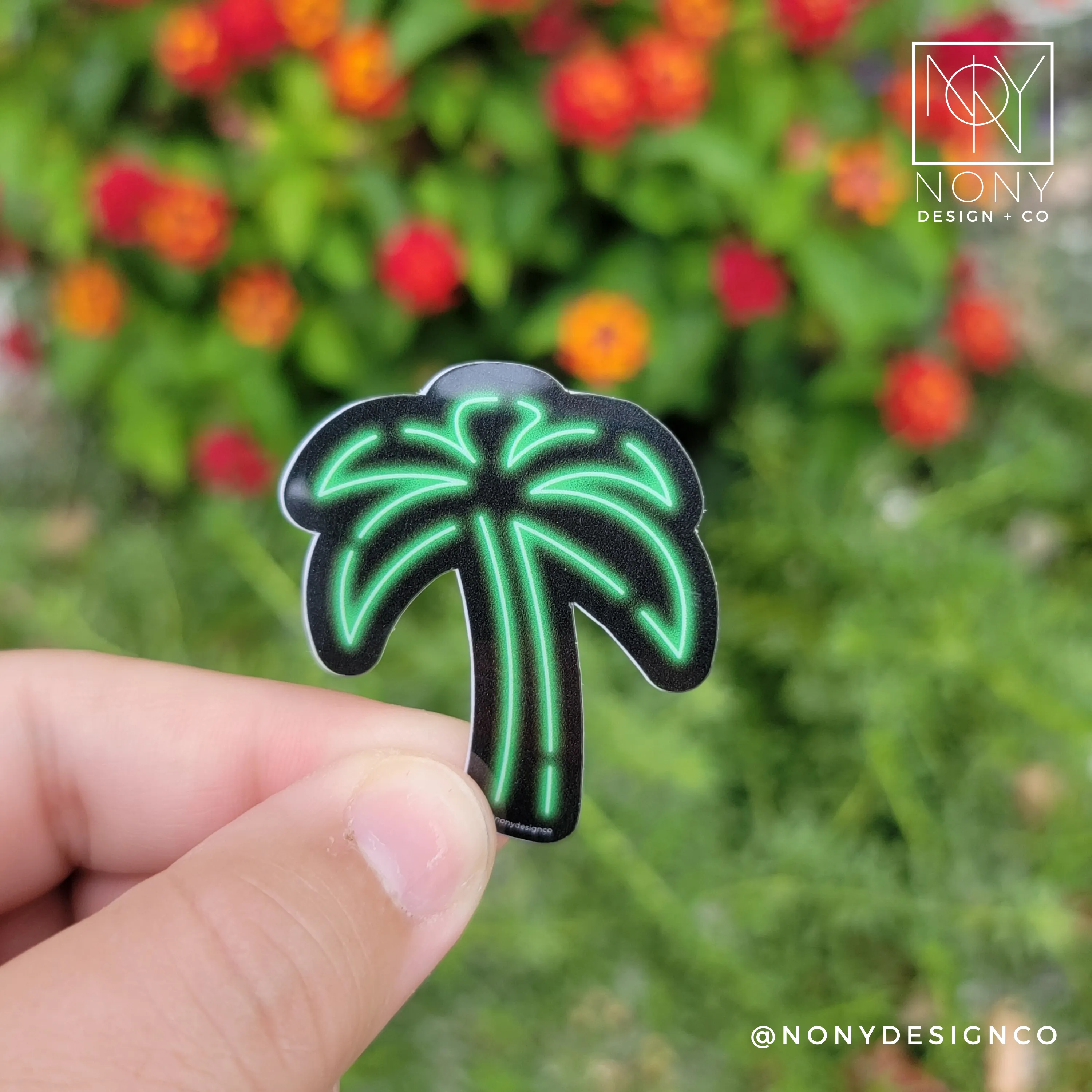 Neon Palm Tree Die Cut Sticker