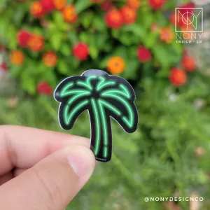 Neon Palm Tree Die Cut Sticker
