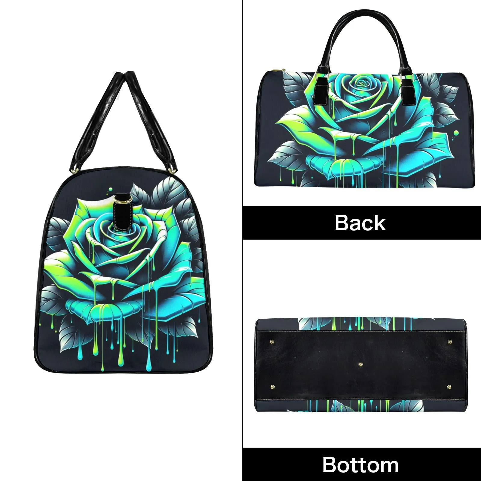 Neon Rose Duffel Bag – Black