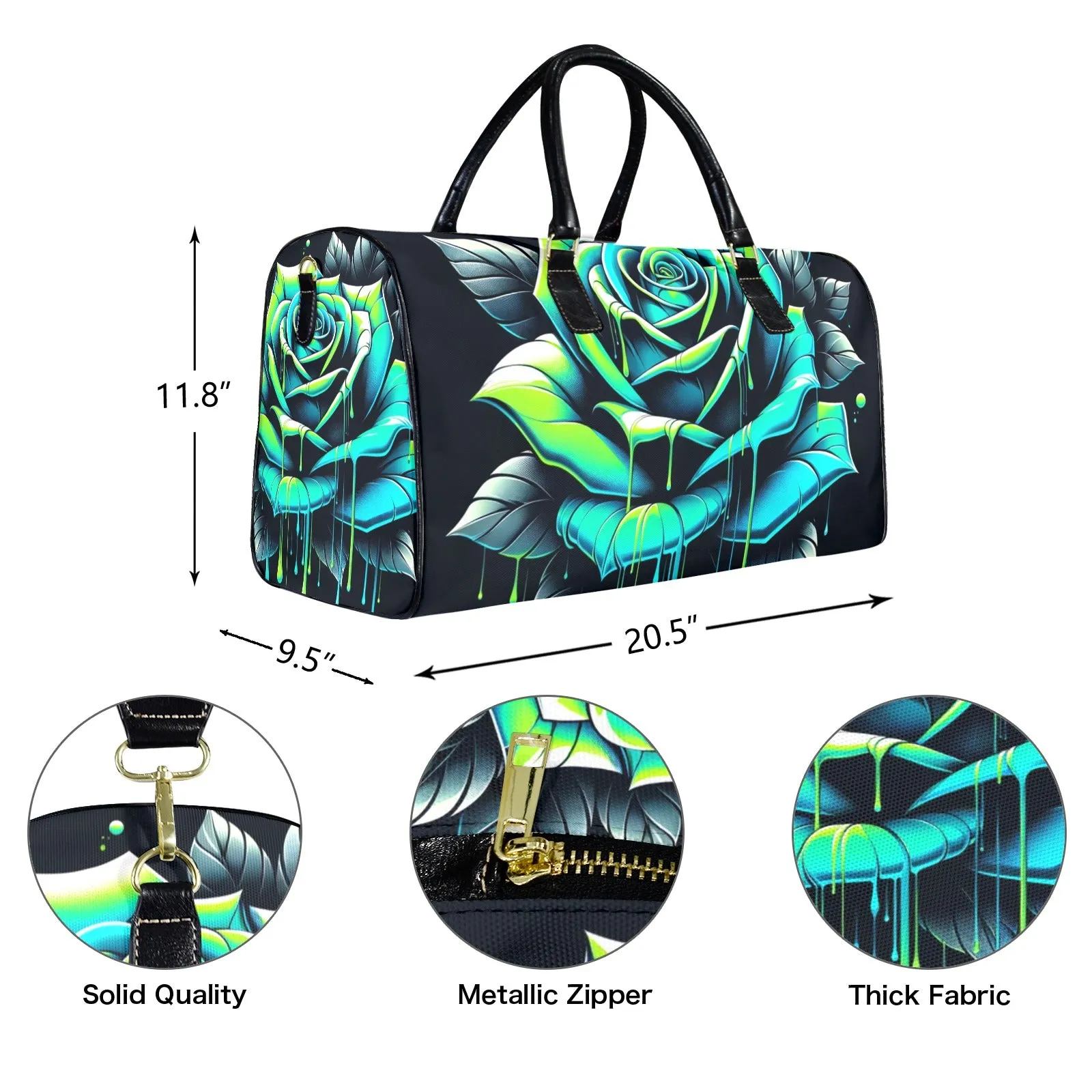 Neon Rose Duffel Bag – Black