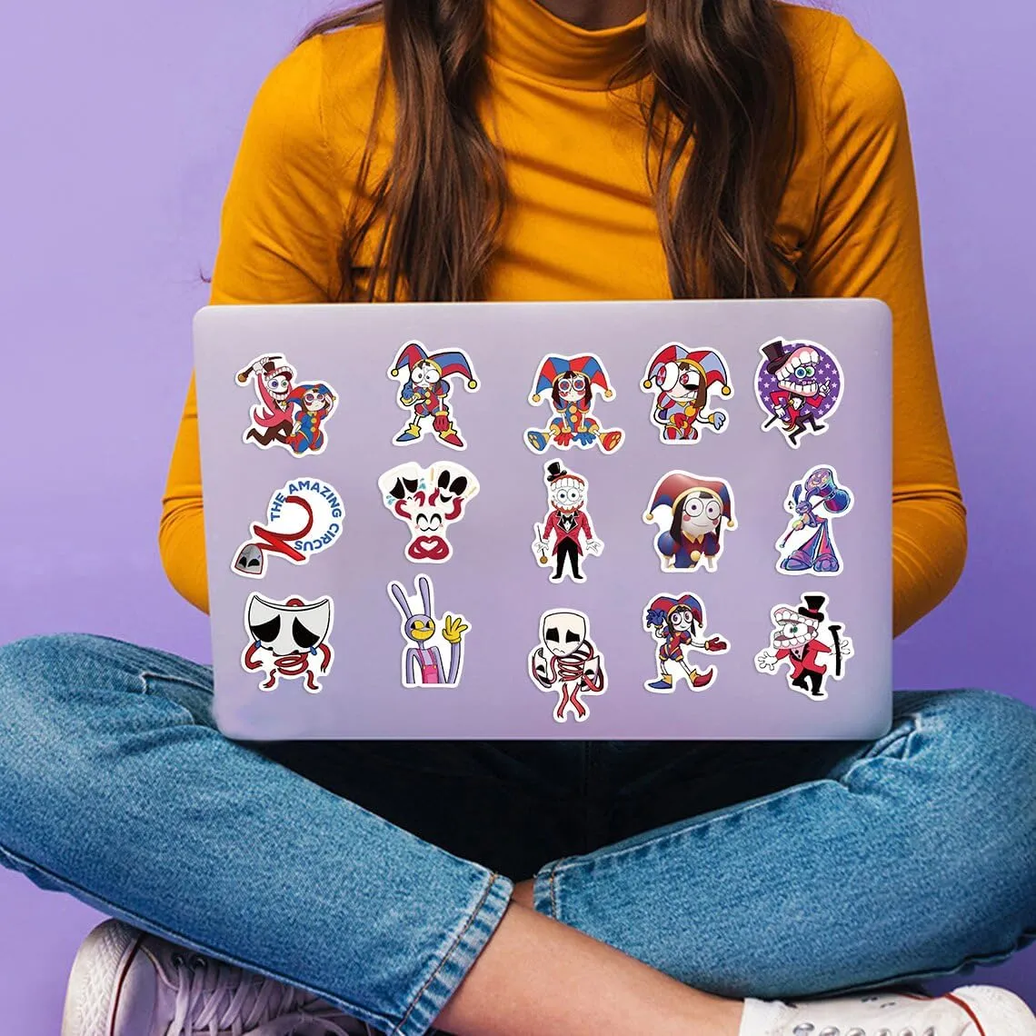 NEW Amazing Digital Circus Stickers (56 pcs) Cartoon Waterproof Decal Pack, for Toys Laptop Water Bottle Snowboard Luggage Hydro Flasks Waterproof Vinyl Decal for Teens Adults, Kids DIY (Circus)