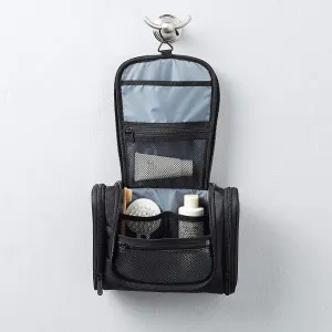 New AmazonBasics Hanging Travel Toiletry Kit Bag - Black! Hang & Visibly see your items when at home, Packs up easily for travel!