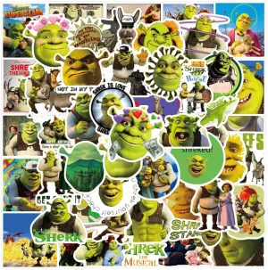 NEW Cartoon Shrek Stickers 50Pcs Stickers for Laptop Vinyl Waterproof Stickers Water Bottle Stickers DIY Stickers Decorative Stickers for Luggage Skateboard Bicycle Green Stickers Gift for Kids Adults