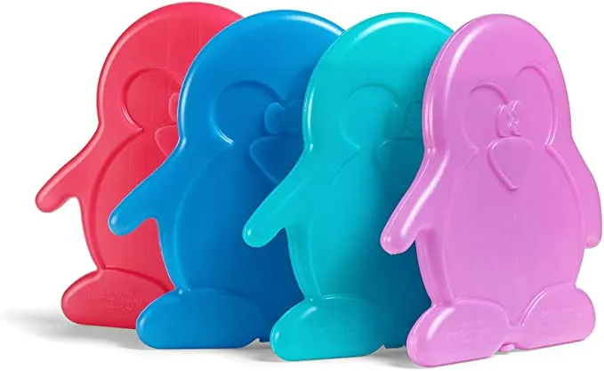 New Fit & Fresh Cool Coolers Slim Penguin Lunch Ice Packs, Multicoloured, Set of 4