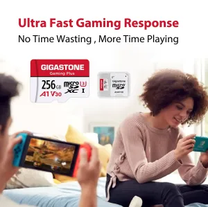 NEW Gigastone 256GB Micro SD Card, Gaming Plus, Nintendo-Switch Compatible, High Speed 100MB/s, 4K Video Recording, Micro SDXC UHS-I A1 Class 10