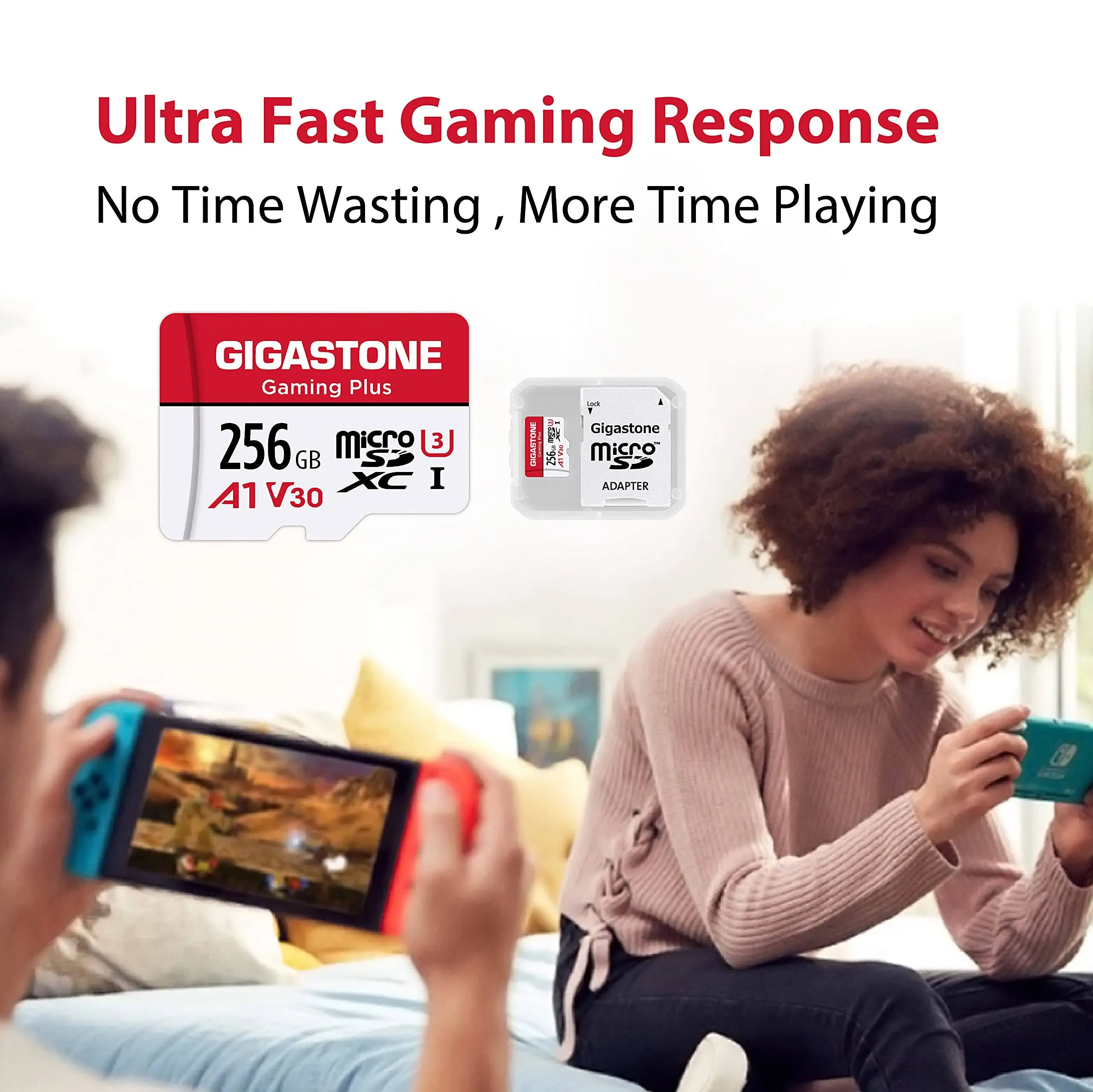 NEW Gigastone 256GB Micro SD Card, Gaming Plus, Nintendo-Switch Compatible, High Speed 100MB/s, 4K Video Recording, Micro SDXC UHS-I A1 Class 10