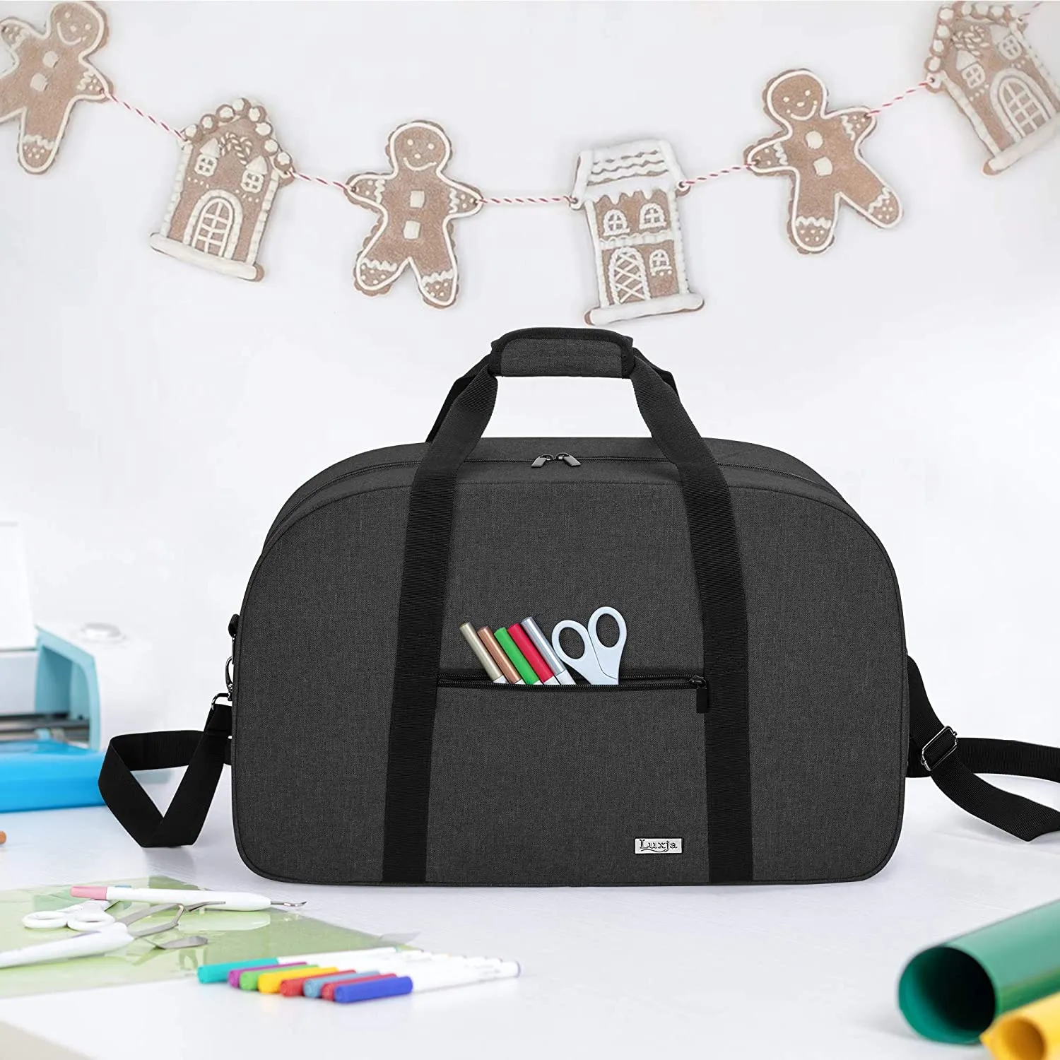 New Luxja Large Carrying Bag for Cricut Machine, Laptop, Bright Pad, Cutting Mat and Other Accessories, Storage Bag Compatible with Cricut Explore Air (Air2) and Maker (Bag Only), Black