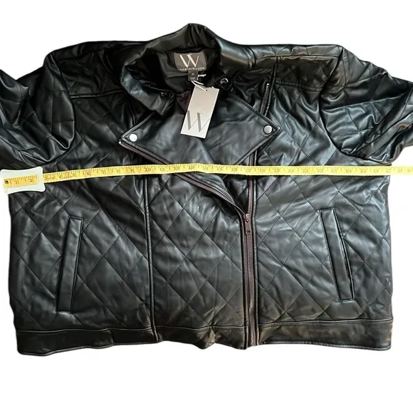 New Worthington Black Quilted Moto Jacket Size 2X