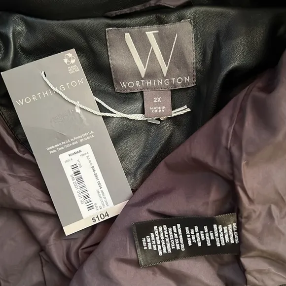 New Worthington Black Quilted Moto Jacket Size 2X