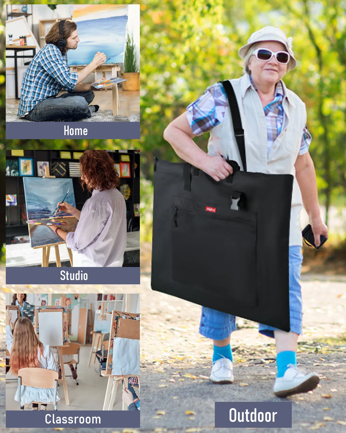 Nicpro Light Weight Art Portfolio Bag, 20 x 26 Inches Waterproof Nylon Art Portfolio Case with Shoulder & Handle Carry, for Artwork, Poster, Sketch Drawing, Canvas, Photography, Solar Panel Storage