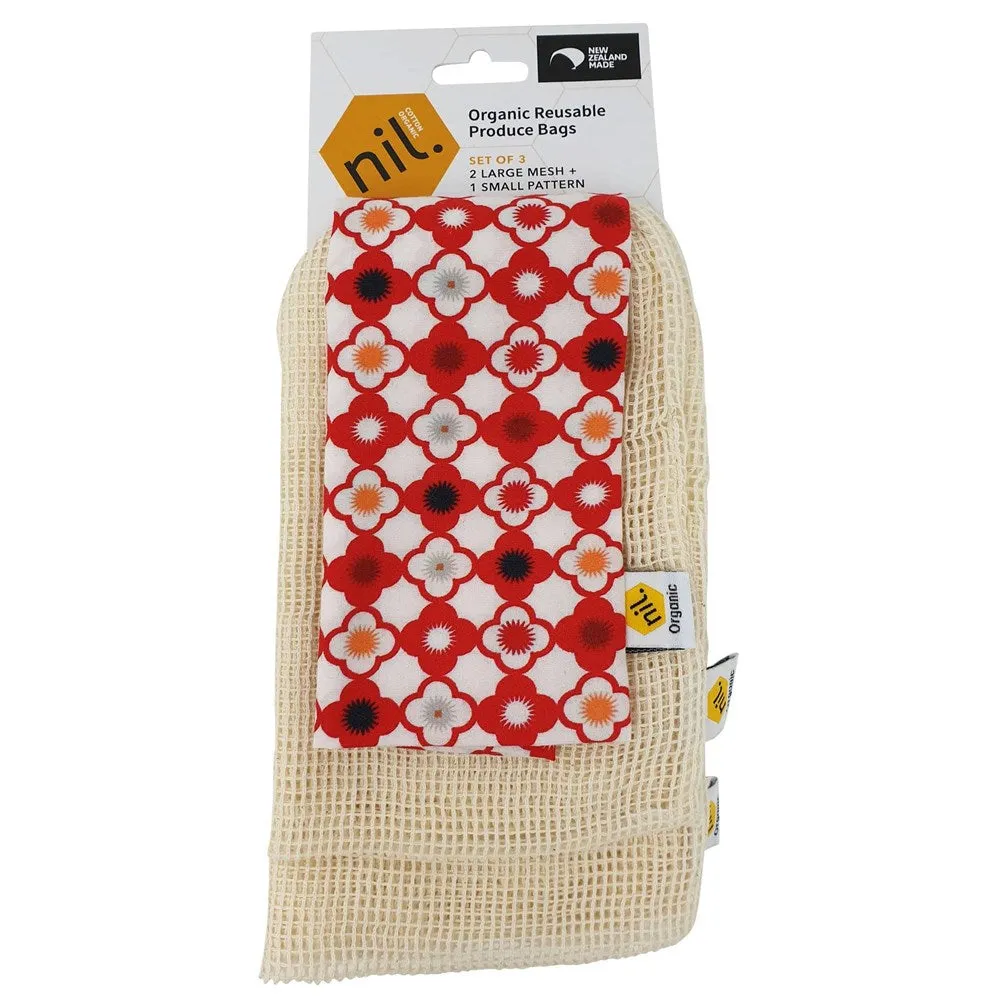 nil organic produce bags 3 pack (Red range)