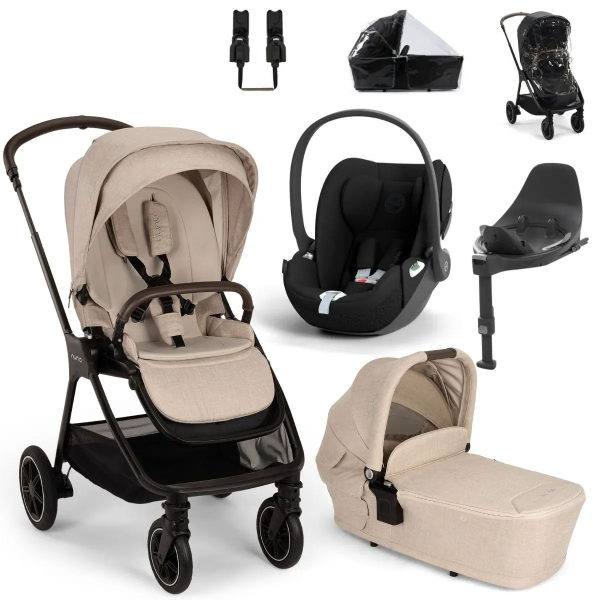 Nuna Triv NEXT   Cybex Cloud T & Base T Travel System - Biscotti
