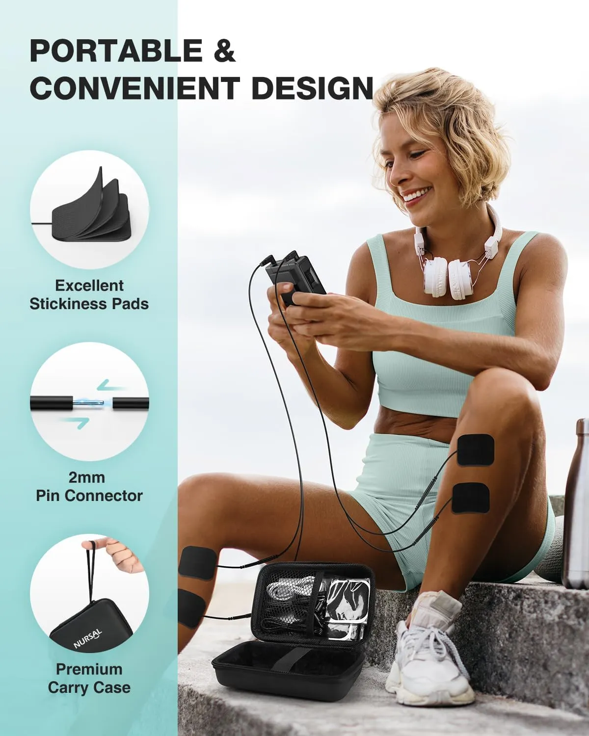 NURSAL 4 in 1 Tens Unit Muscle Stimulator, Dual Channel EMS Massage Machine with 40 Intensities