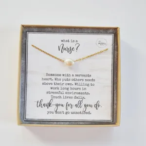 Nurse Necklace, Pearl Necklace, Nurse Appreciation Gift, Thank You Gift for Nurse, Graduation Gift, Registered Nurse Gifts, Nursing Necklace