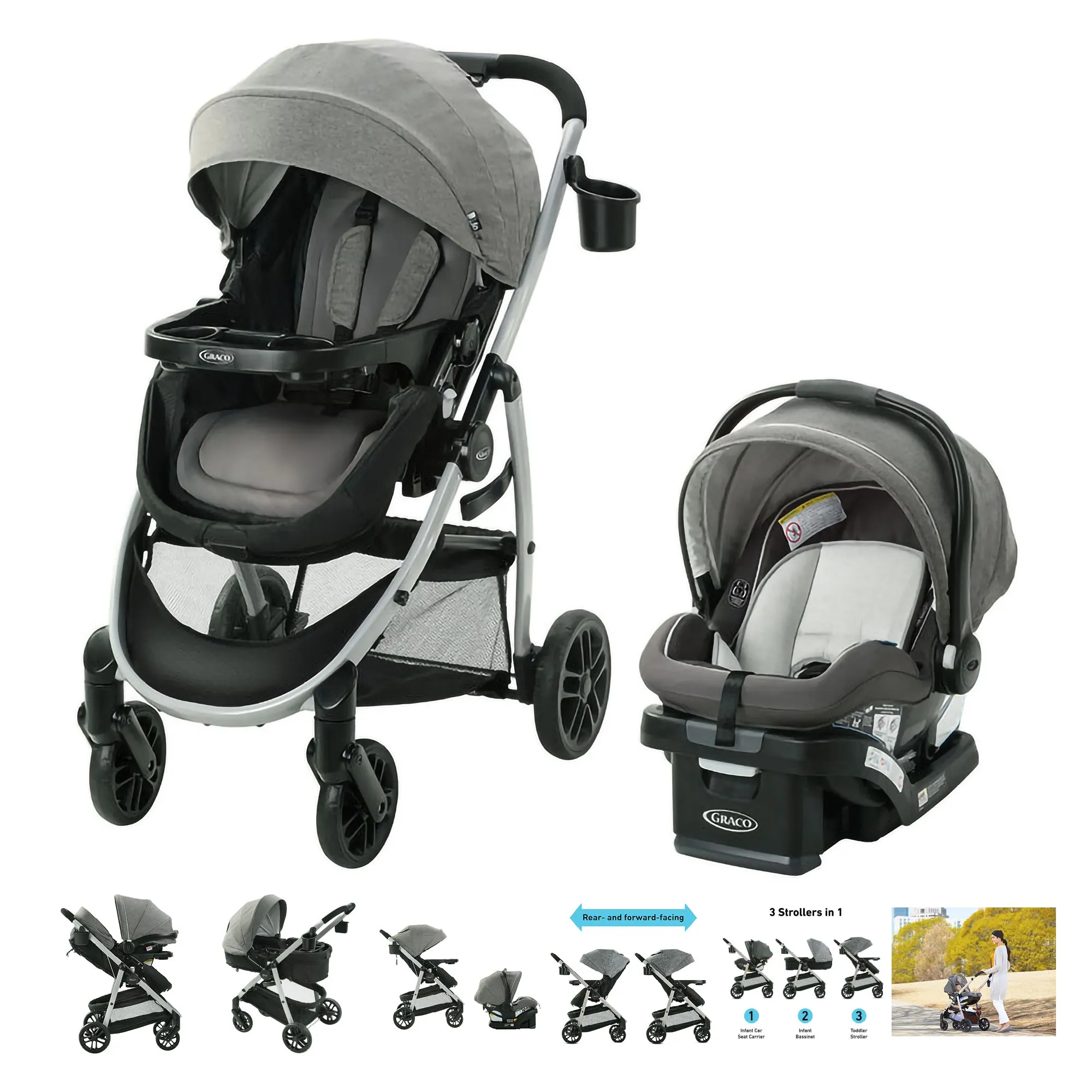 Nursery bundles graco modes travel system | boobeyeh baby crib | boobeyeh changing table | baby mattress