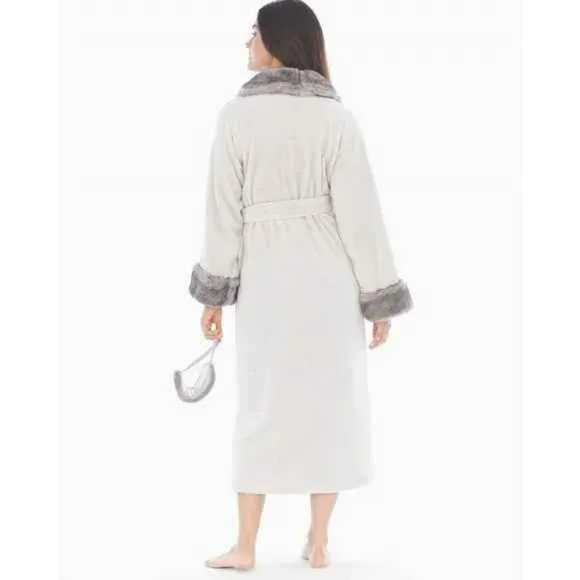 NWOT Soma Luxe Faux Fur Plush Full Length Wrap Robe Size S/M Lunar Gray Lounge