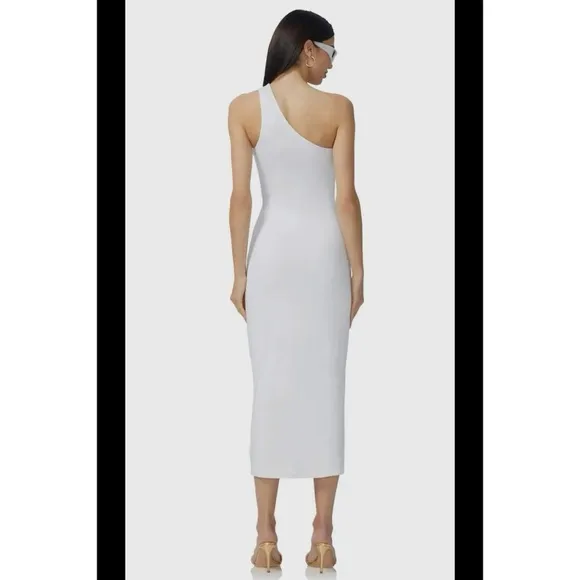 NWT AFRM White Ribbed One-Shoulder Sheath Dress