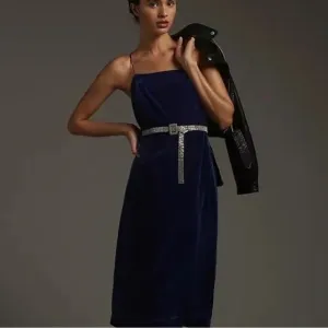 NWT Anthropologie Velvet Slip Midi Dress Blue Size 16
