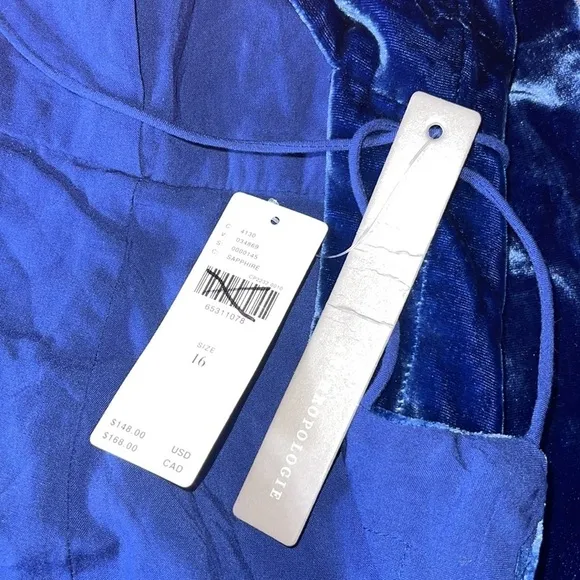 NWT Anthropologie Velvet Slip Midi Dress Blue Size 16