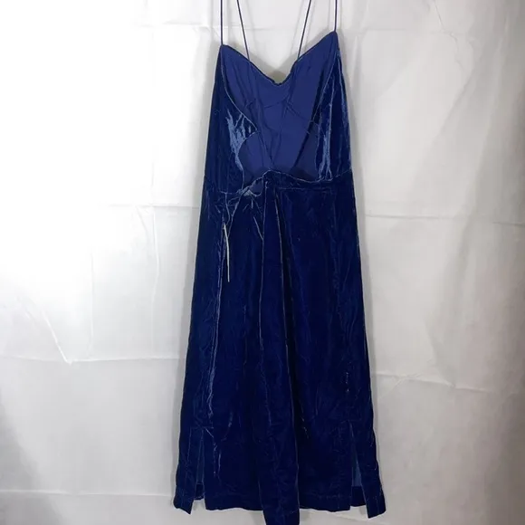 NWT Anthropologie Velvet Slip Midi Dress Blue Size 16