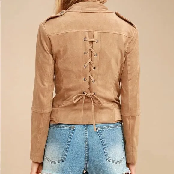 NWT BB Dakota suede lace up moto jacket XS