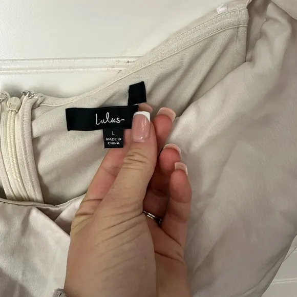 NWT Lulus Always Celebrating Ivory Satin Off-the-Shoulder Mini Dress