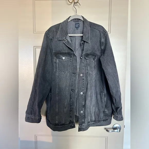 NWT Oversized Icon Denim Jacket by Gap in Washed Black Size XL Tall