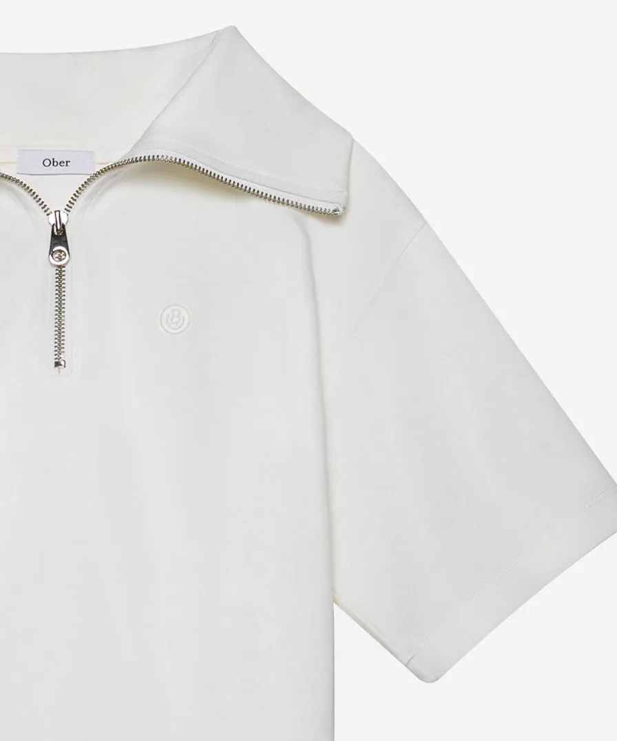 OBER Golf Basic Half Zip-Up Short Sleeve T-Shirt - White