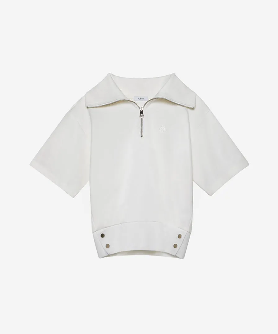 OBER Golf Basic Half Zip-Up Short Sleeve T-Shirt - White