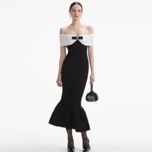 Off Shoulder Fishtail Midi Bandage Dress HL9952
