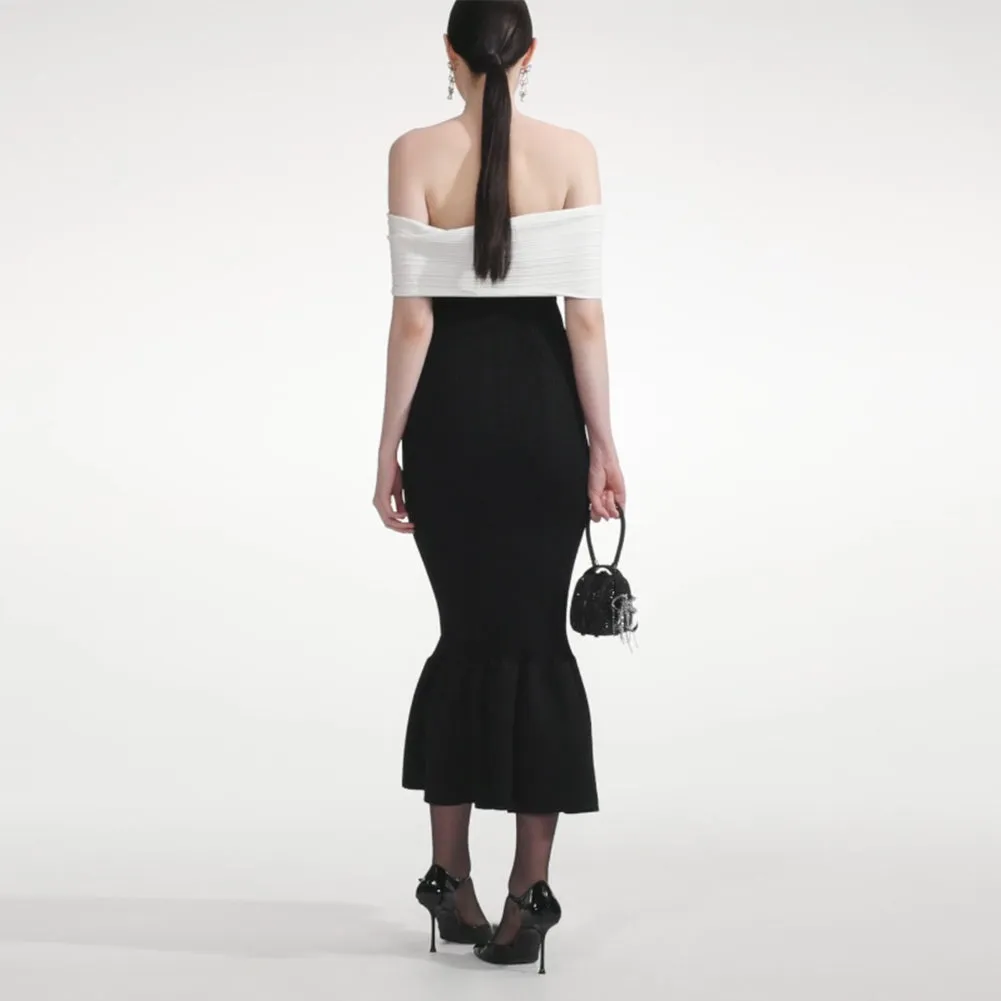 Off Shoulder Fishtail Midi Bandage Dress HL9952