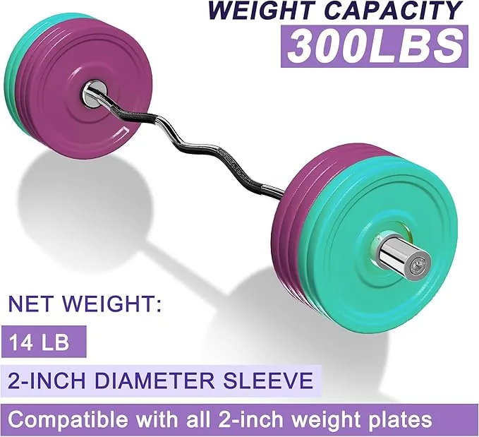 Olympic Barbell Curl Bar EZ Bar 4/5/6/7 FT Barbell Bar 300/400/500/600 Weight Capacity Strength Training Bar for Home Gym