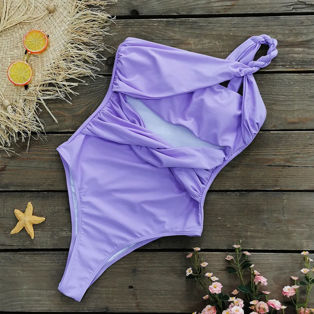 One-Piece One Shoulder Hollow Swimsuit
