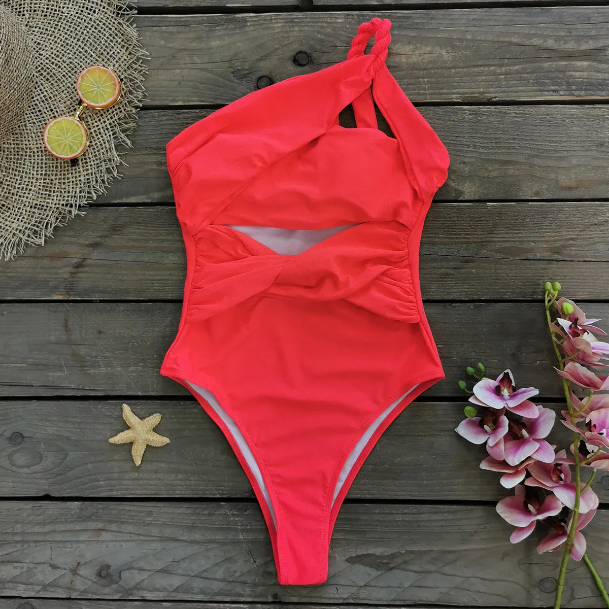 One-Piece One Shoulder Hollow Swimsuit