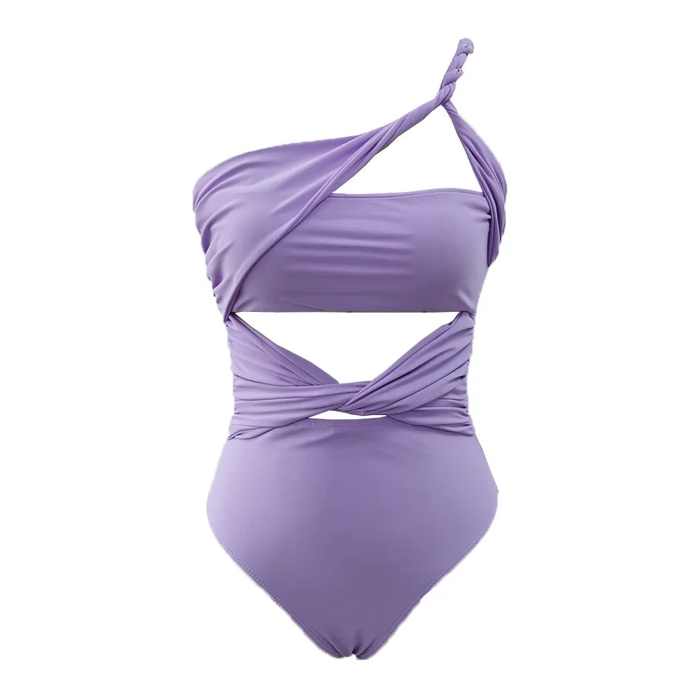 One-Piece One Shoulder Hollow Swimsuit