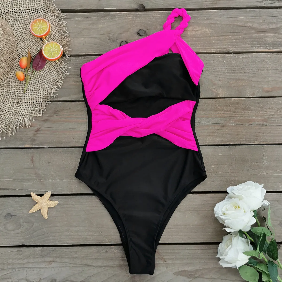 One-Piece One Shoulder Hollow Swimsuit