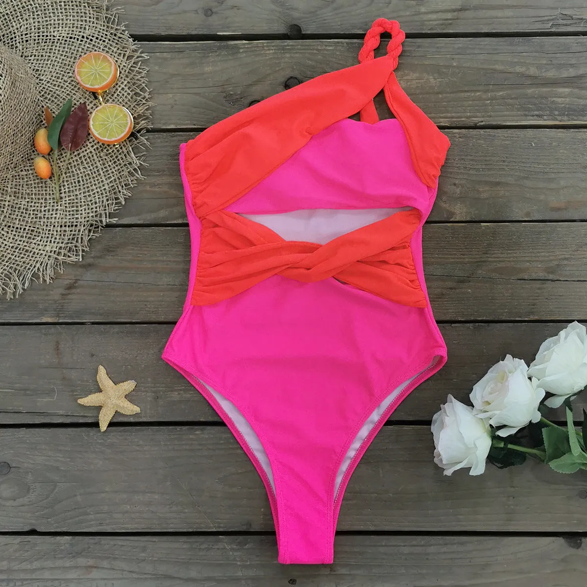 One-Piece One Shoulder Hollow Swimsuit