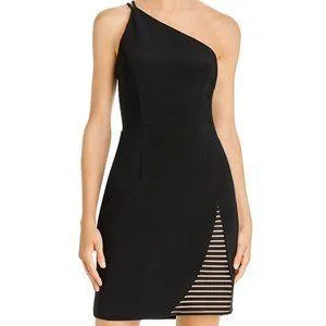 One-Shoulder Cocktail Dress With Mesh Panel