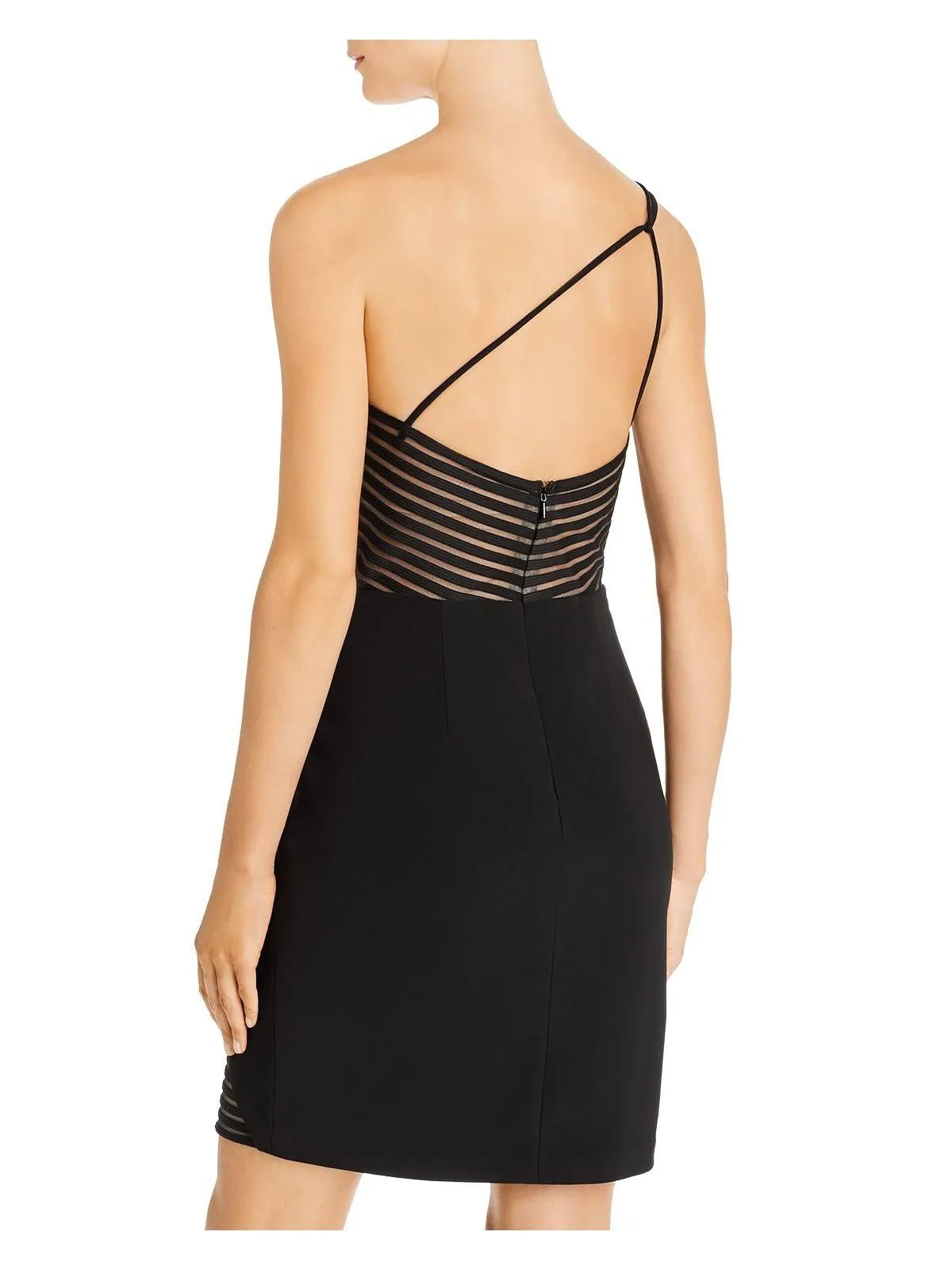 One-Shoulder Cocktail Dress With Mesh Panel