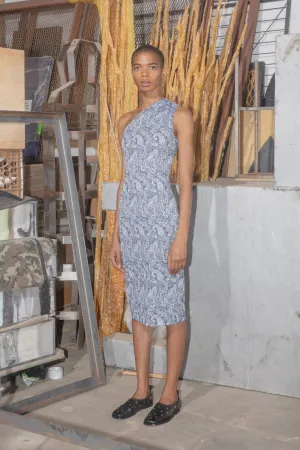 One Shoulder Dress - Paisley Jacquard